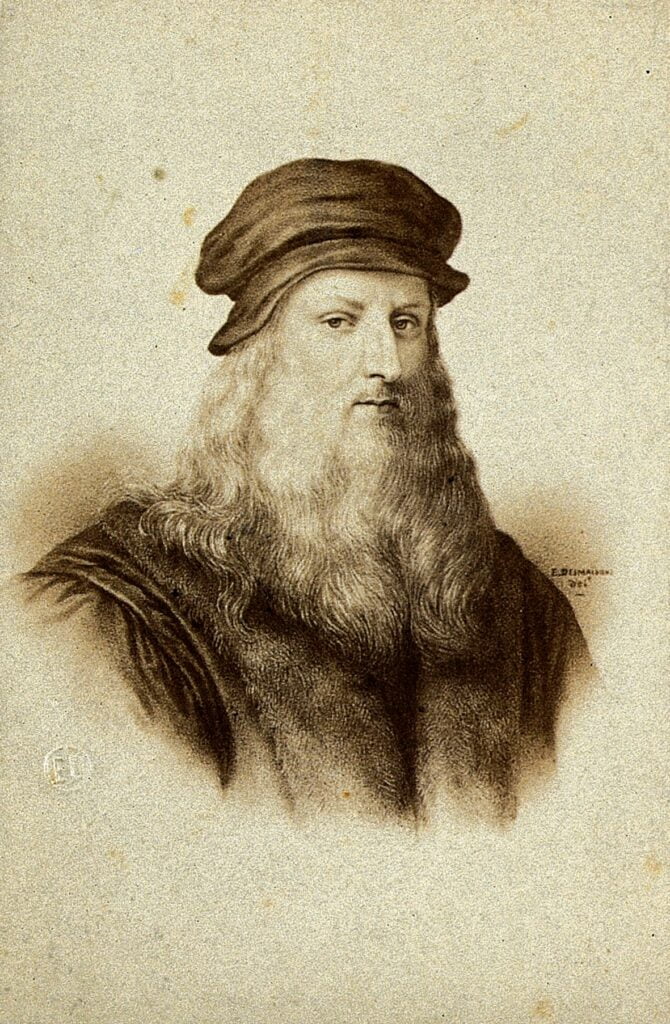 Leonardo da Vinci. Photograph by E. Desmaisons after a print