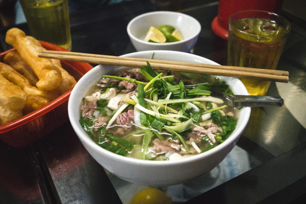 Traditional Vietnamese Pho Bo noodle soup