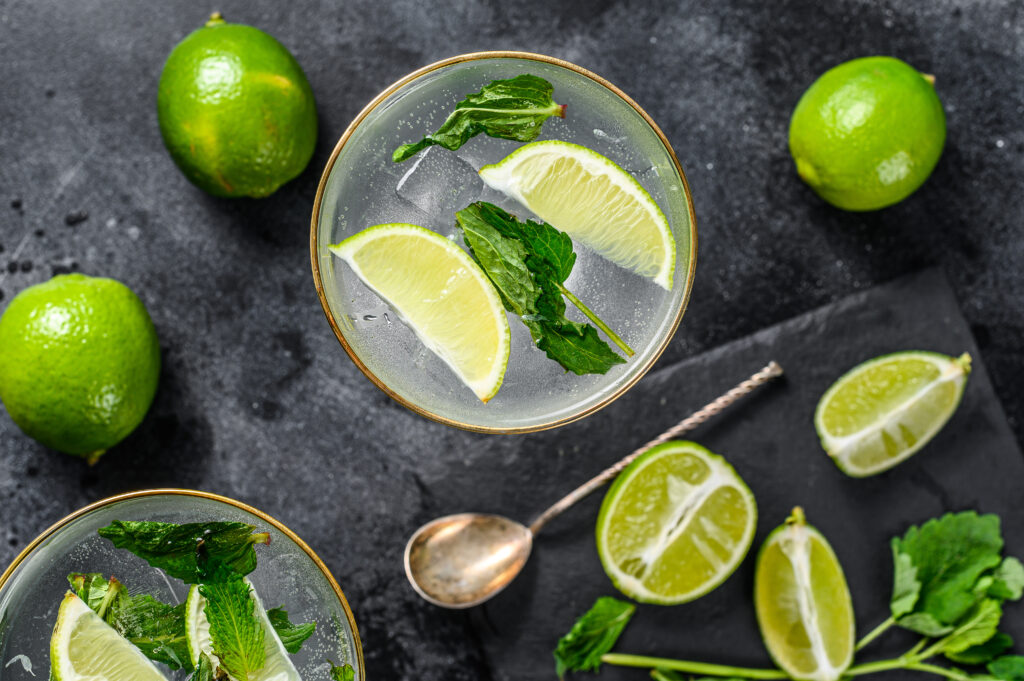 Mojito cocktail, Refreshing mint with rum and lime, cold drink or beverage